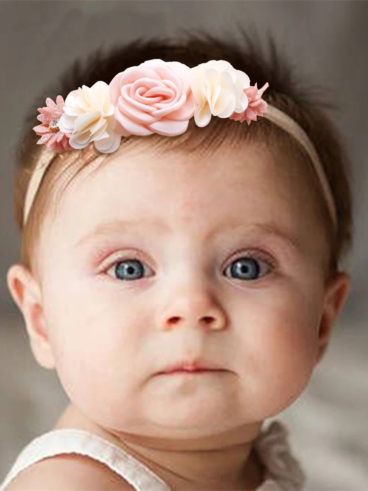 Beautiful Lovely Baby Flower Headbands Newborn Head Band for 0-12 Months Infant Headband Boutique Headwear High Elastic
