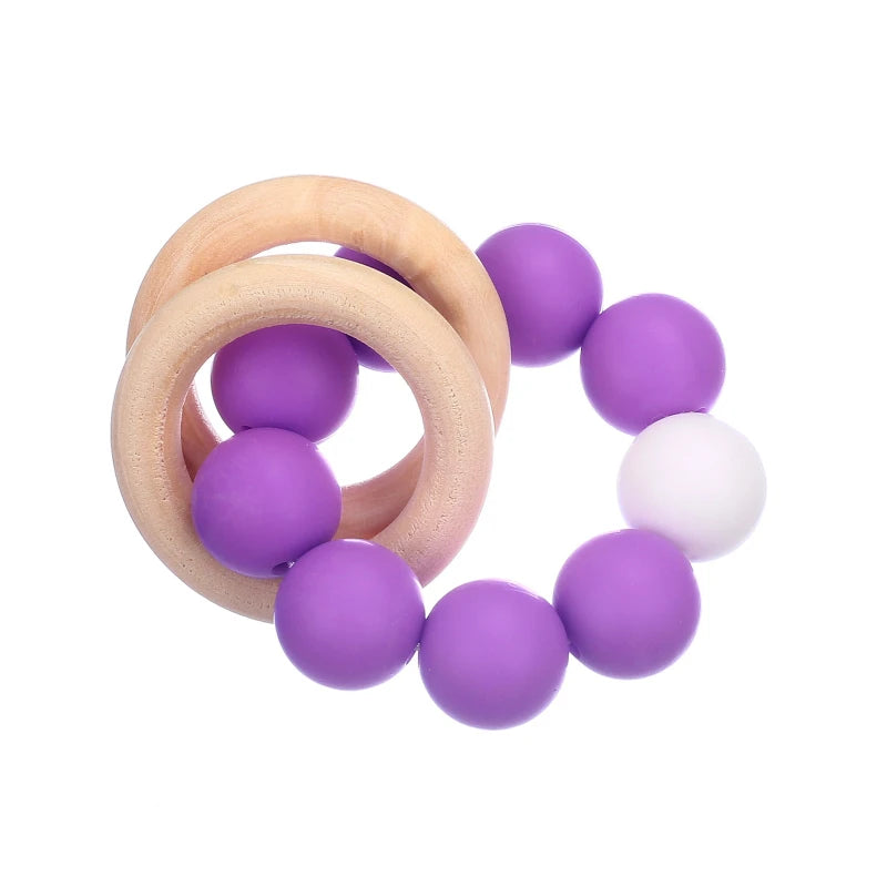 Wearable Teether Bracelet Wooden and Silicone Multicolour BPA Free