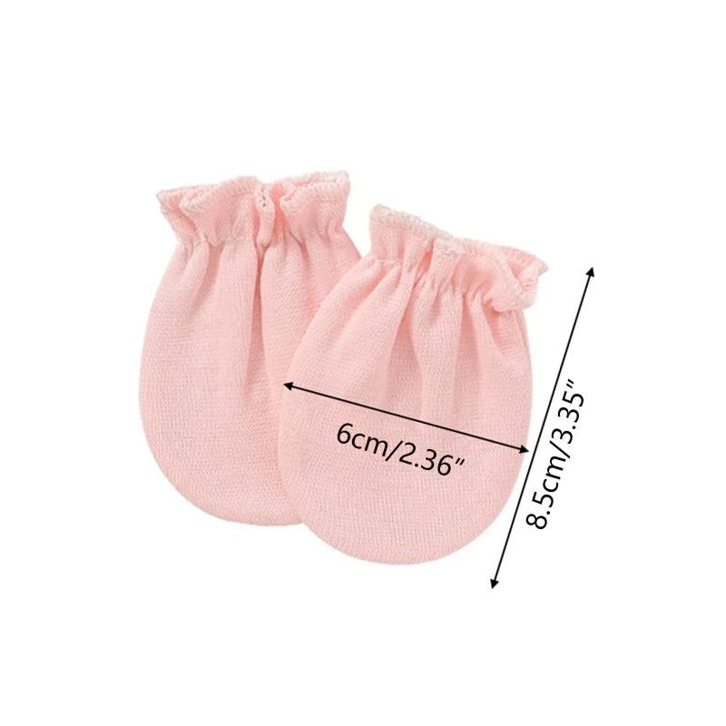 JU64 1 Pair Baby Anti Scratching Soft Cotton Gloves Newborn for Protection Face Scratch Hands Gloves Solid Color No Scratch M