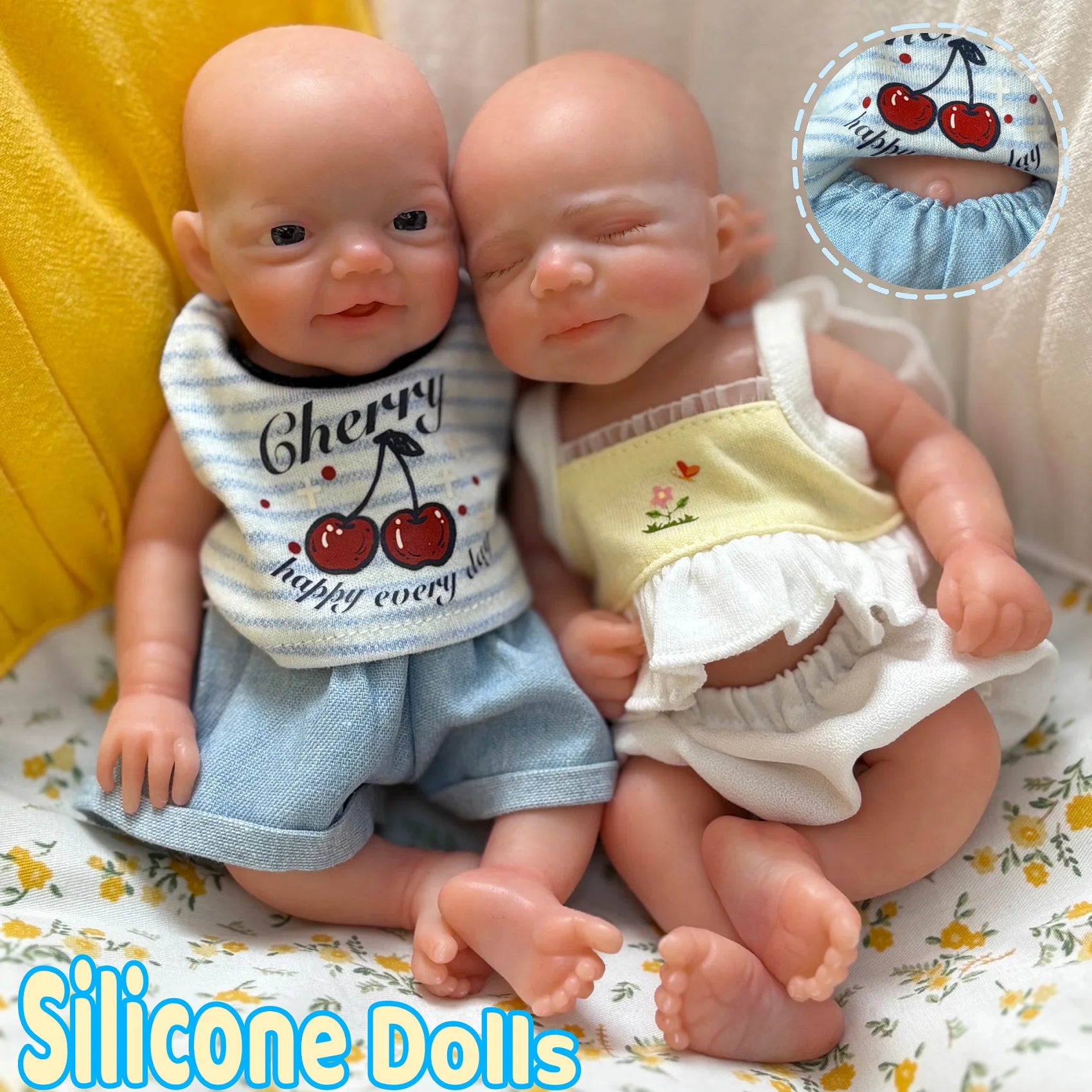 8Inch/20CM Full Body Silicone Reborn Girl&Boy Dolls Waterproof.