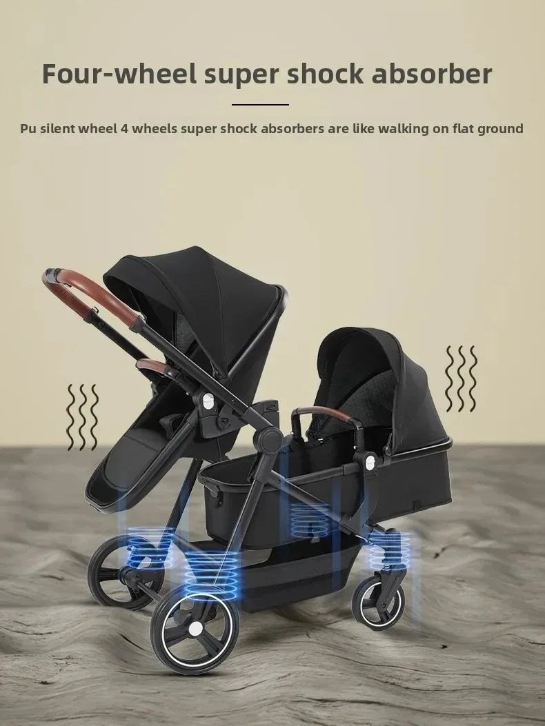 3in1 Twins baby stroller with car seat Lightweight small folded carry on baby carriage multifunctional baby strollers