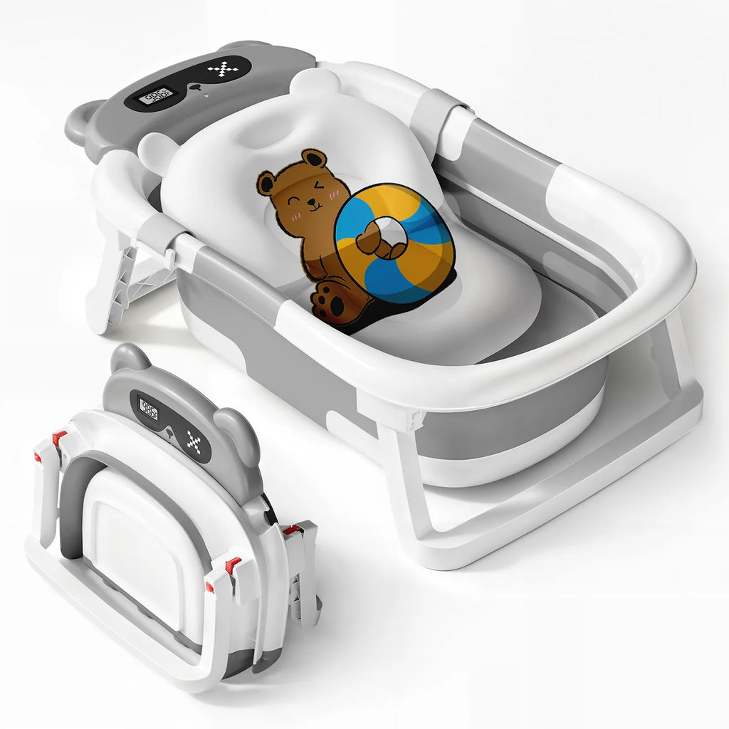 Foldable Baby Bath with Soft Cushion Temperature Display