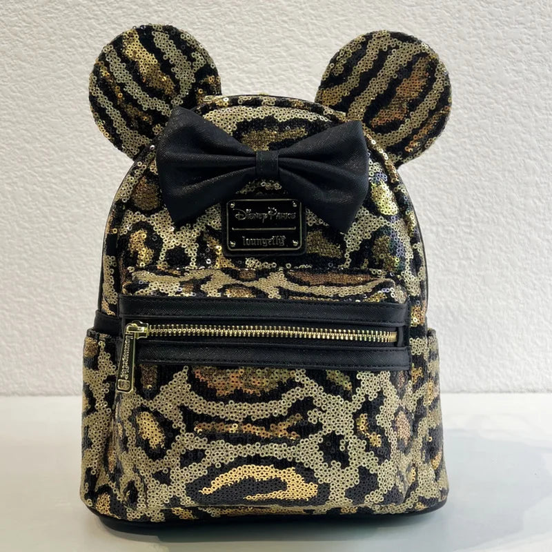 Mickey Fashion Backpack Travel Portable Storage Bag Creative Sequin Element Design Outdoor Travel Practical Peripheral Fun Gifts