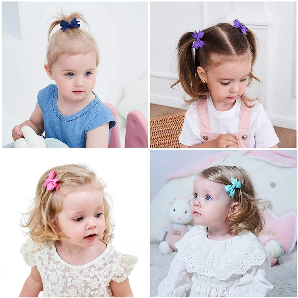 20PCS 2.2'' Baby Hair Clips Newborn Girls Fully Lined Tiny Hair Bows Alligator Clips for Infants Toddlers Photography Props