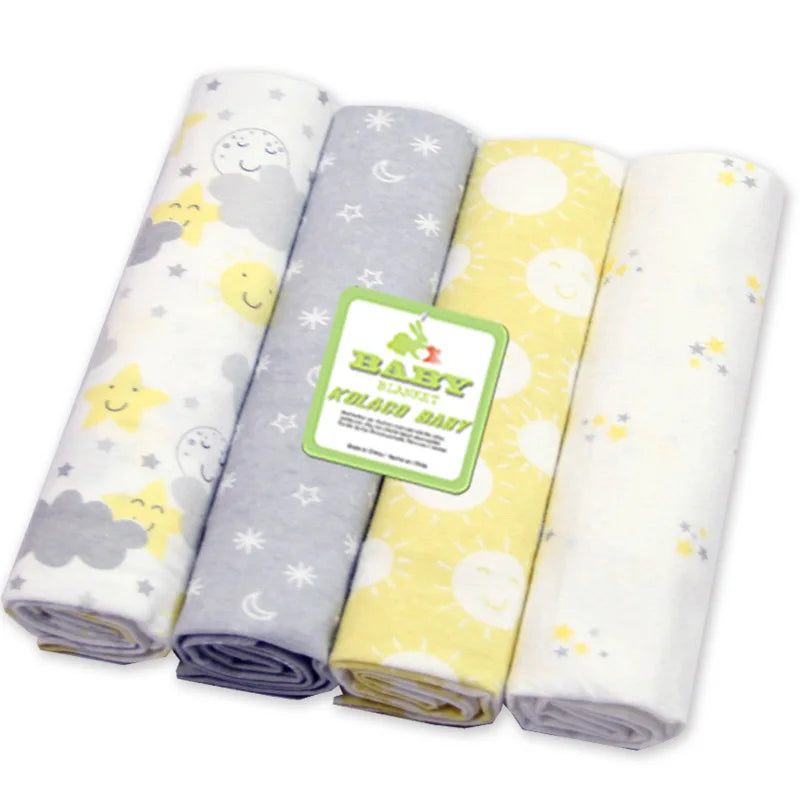 4Pcs Lot 100 Percent Cotton Muslin Flannel Baby Swaddles Soft Newborn Blankets Unisex Wraps