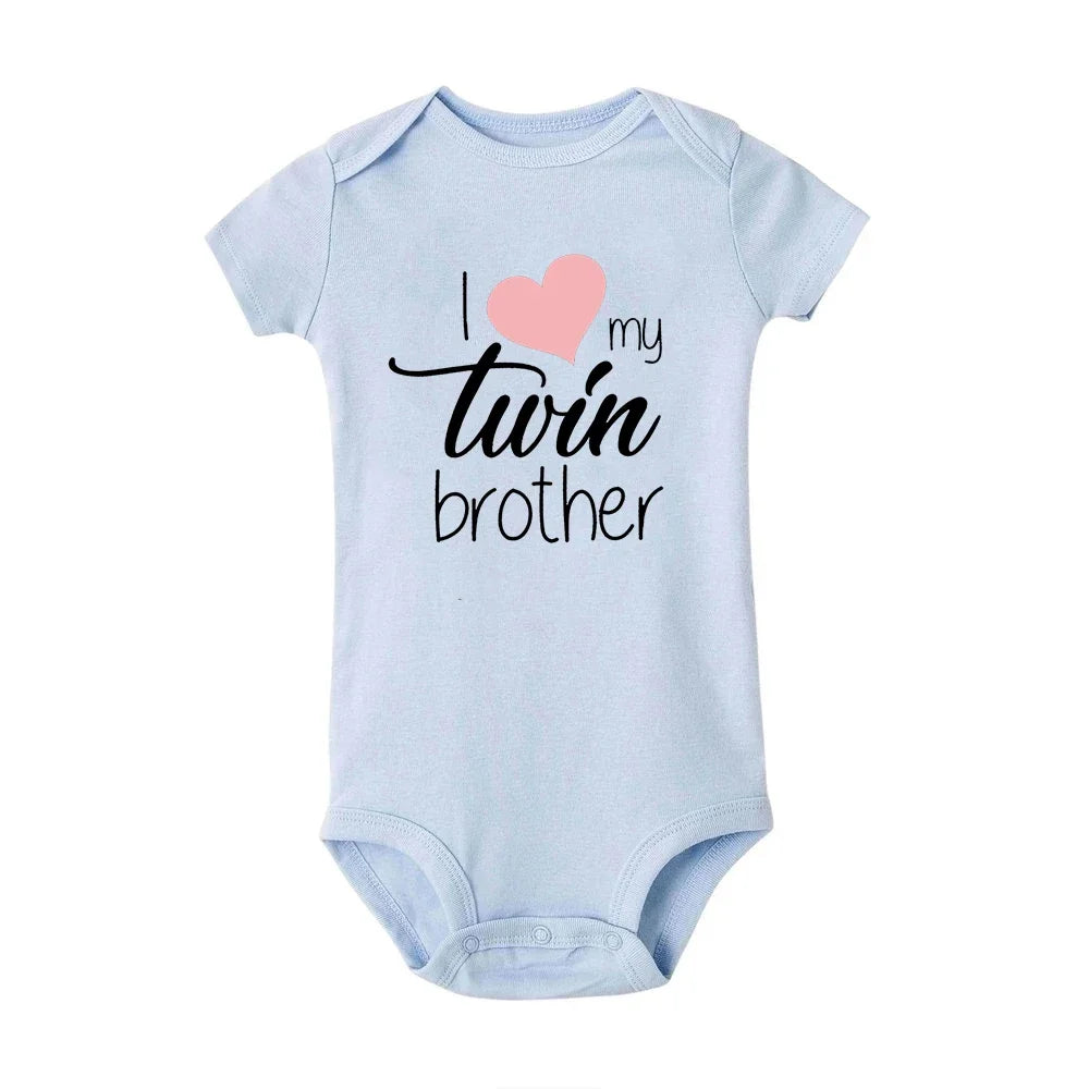 Twins Infant Bodysuit I Love My Twin Sister Brother Unisex Short Sleeve Newborn Romper Baby Gift