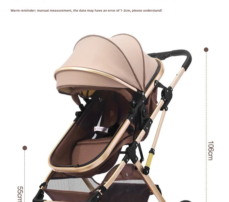 2025 New Style Newborn Baby Stroller High View Two-way Three-in-one Sitting and Lying Baby Stroller with Basket and Car Seat