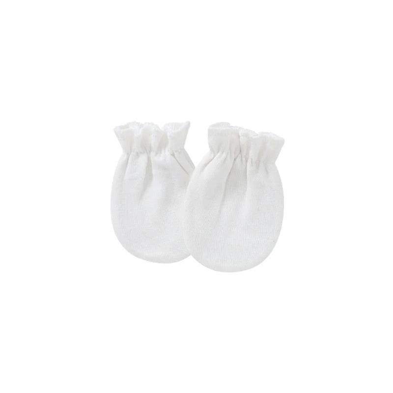 JU64 1 Pair Baby Anti Scratching Soft Cotton Gloves Newborn for Protection Face Scratch Hands Gloves Solid Color No Scratch M