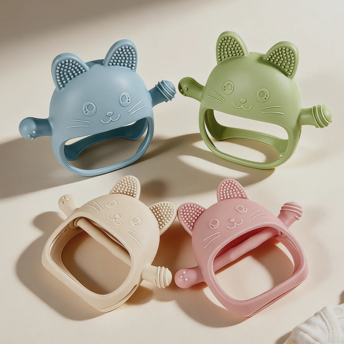 Baby Teething Mitten Silicone Bunny Wearable Easy-Grip Design