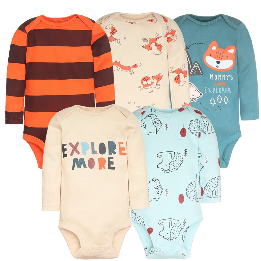 2026 Newborn Baby Girl Clothes Long Sleeve 100% Cotton 5 Pieces/Lot Baby Bodysuits, Infant Clothing 3-24M