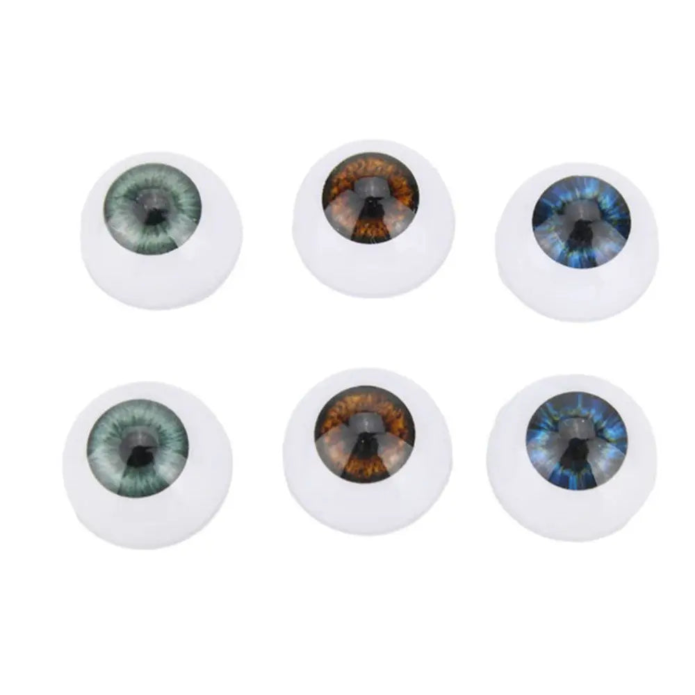 Realistic Half Round Doll Eyes Acrylic Grey and Brown Flat Back