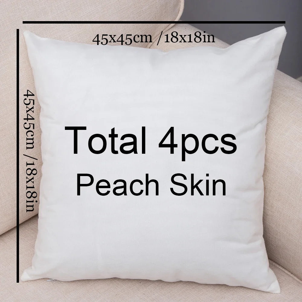 4 Pcs Cute Cartoon Rabbit Cushion Cover for Sofa Home Decor Fairy Tale Lovely Animal Pillowcase Peach Skin Pillow Case