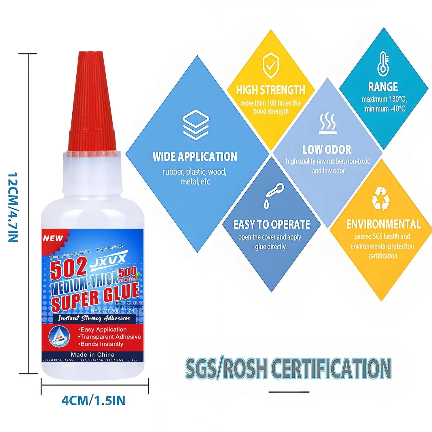 50g Professional 502 Super Glue Extra Strong Fast Instant Adhesive, for magnets