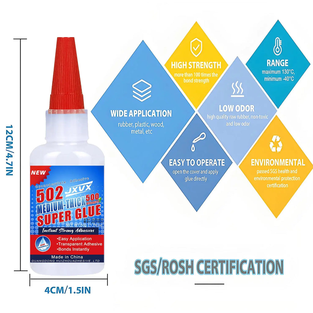 50g Professional 502 Super Glue Extra Strong Fast Instant Adhesive Cyanoacrylate Hardware Plastic Metal Cars Wood Craft Glass Hobby Seconds Bond With distributor waterproof.