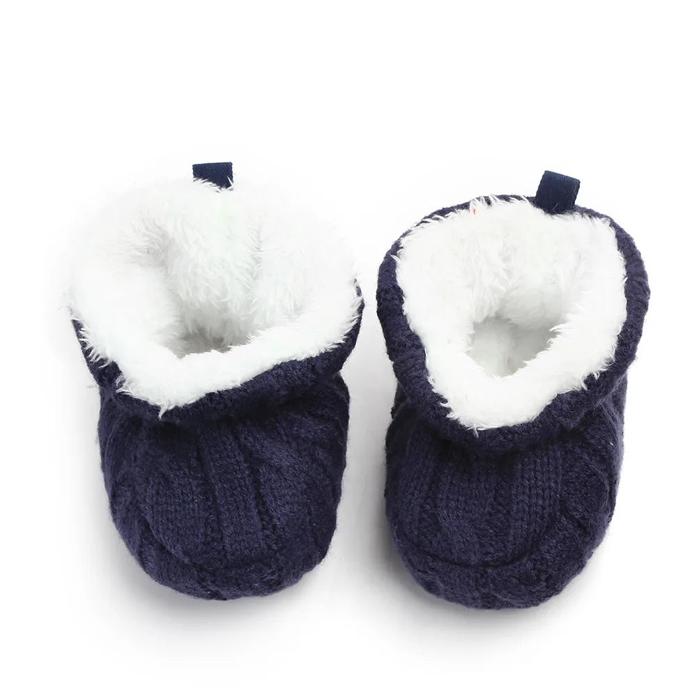 Baby Winter Shoes Knitted Fabric Soft Cotton Warm Infant Prewalking Shoes for Girls and Boys 0-12 Month Babies First Walking