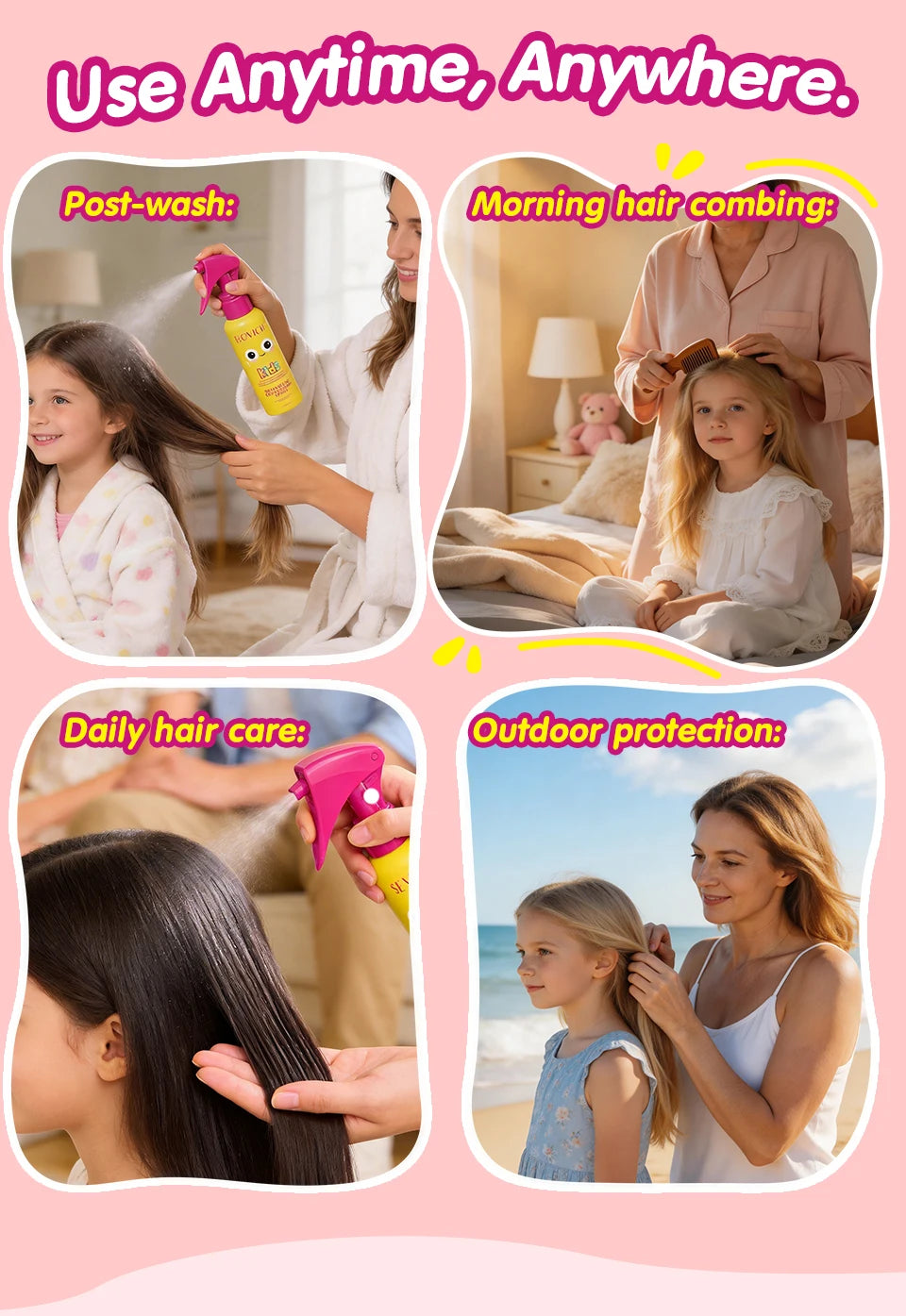 Kids Hair Detangler Spray 100ml Leave-In Conditioning Elixir for Tangle-Free Hair Adds Shine & Moisture Breakage & Reduces Frizz
