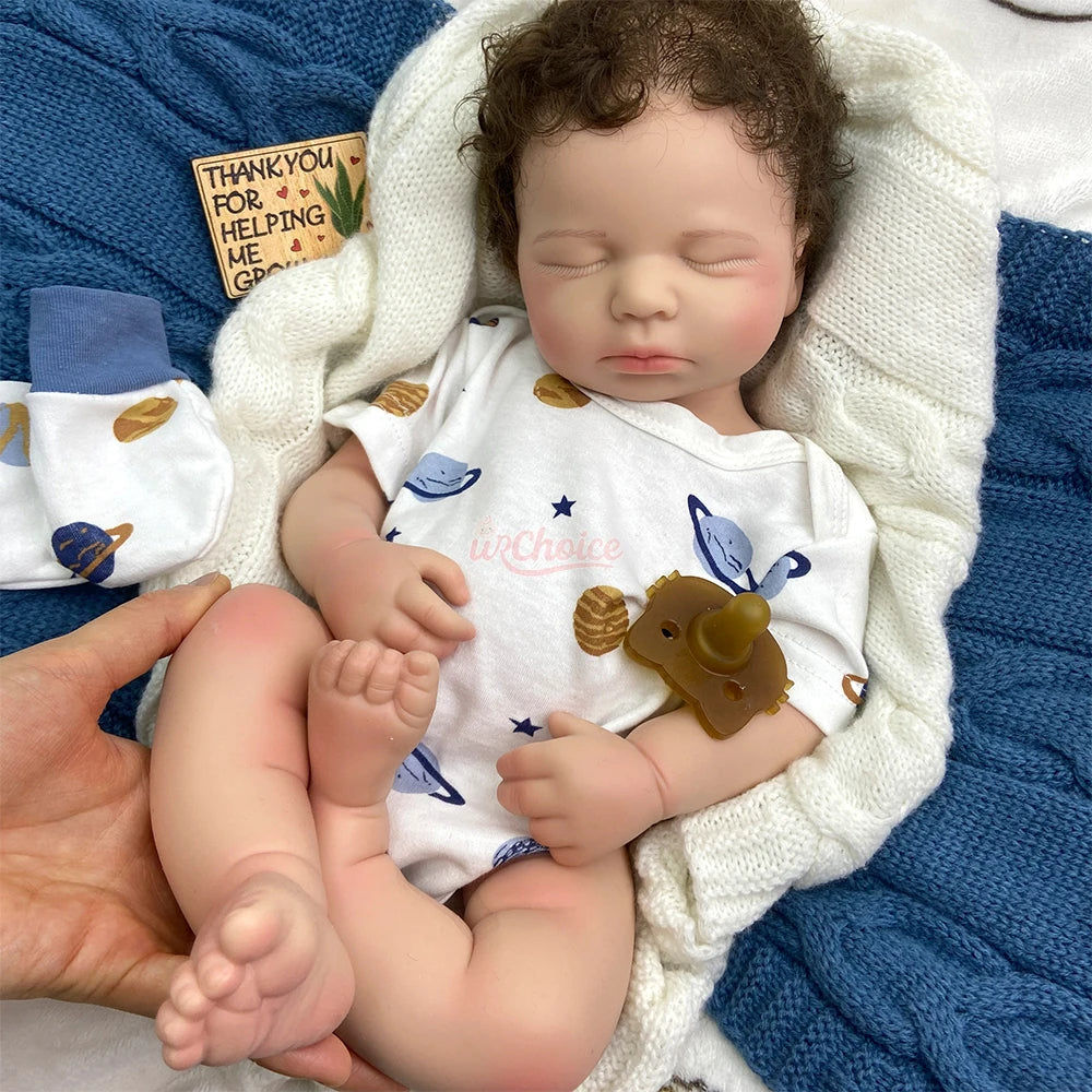 20" Realistic Full Silicone Reborn Baby Boy/Girl Rooted Hair Soft Newborn Doll Open Mouth Pacifier For Christmas Surprise Gift