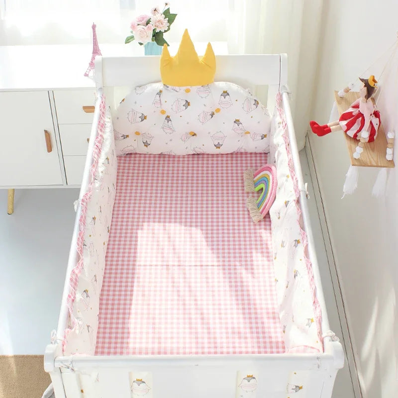 5pcs Nordic Crown Cushion Cot Bumpers Baby Bed Bedding Kit Baby Bedding Cotton Removable Washable Baby Crib Side Protector Set