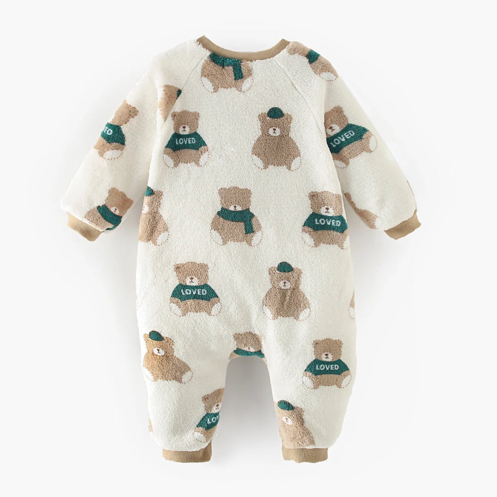 Winter Fleece Infants Thickened Long Sleeve Jumpsuits Warm Animals Baby Rompers Clothing Cute Bear