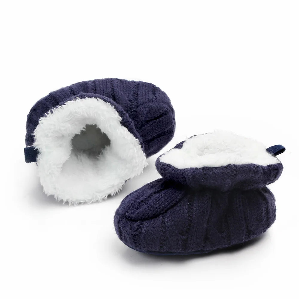 Baby Winter Shoes Knitted Fabric Soft Cotton Warm Infant Prewalking Shoes for Girls and Boys 0-12 Month Babies First Walking