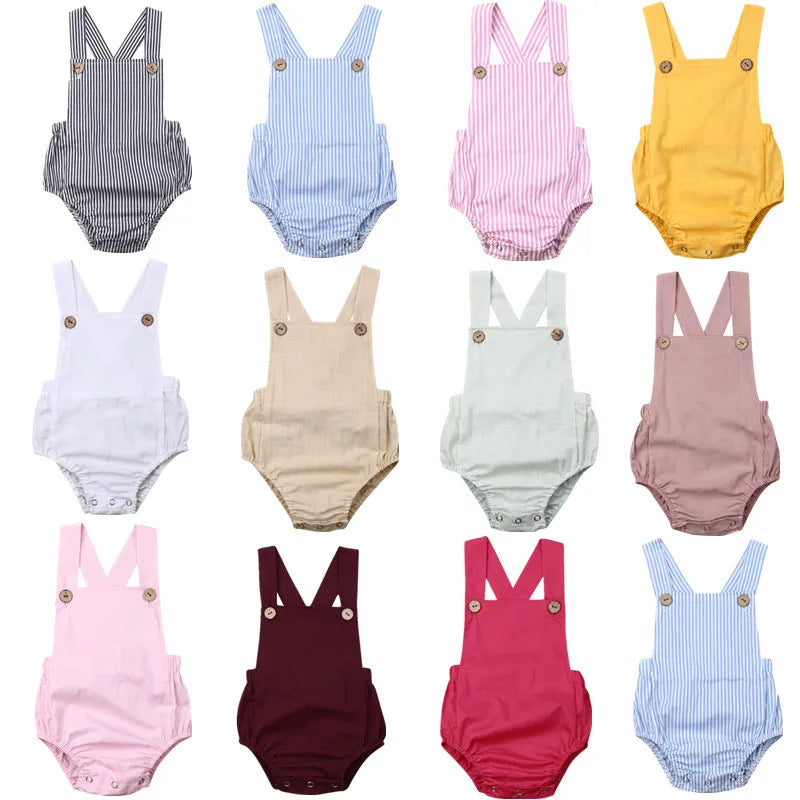 Baby Cotton Sleeveless Bodysuit – Summer Stripes & Solids, 3M–3Y