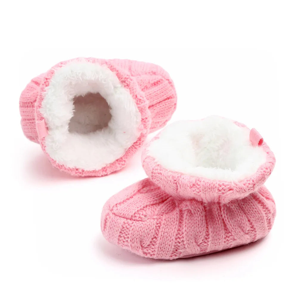 Baby Winter Shoes Knitted Fabric Soft Cotton Warm Infant Prewalking Shoes for Girls and Boys 0-12 Month Babies First Walking