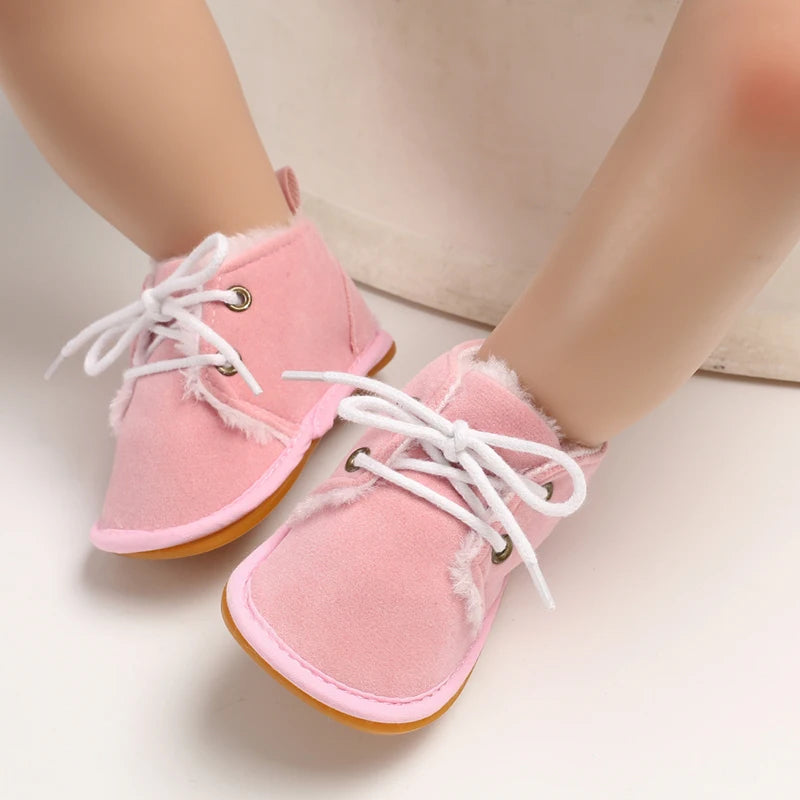 0-18M For Newbor Winter Baby Boots For Boys And Girls Walking Shoes With Lace Up Comfortable And Soft for Pre-School Children