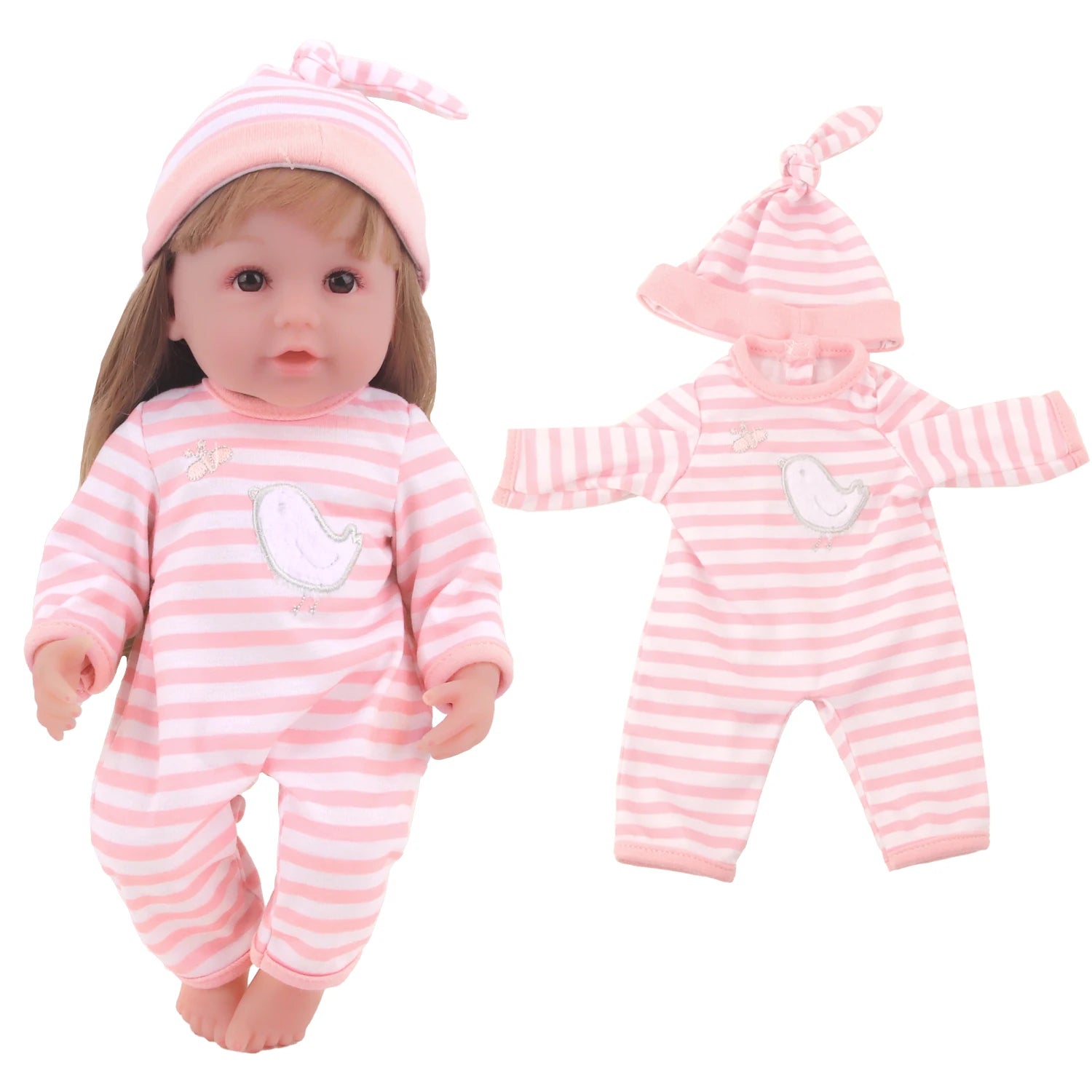 12-inch New Baby Girl Doll Clothes Cute Rabbit Car Chick Jumpsuits Pajamas For 30cm Cotton Doll Toy Accessories