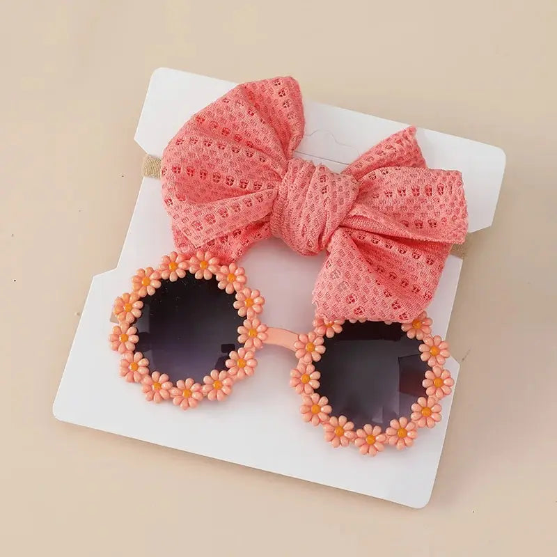 Kids Sunglasses And Daisy Headband Set Polyester Sun-Safe For Toddlers