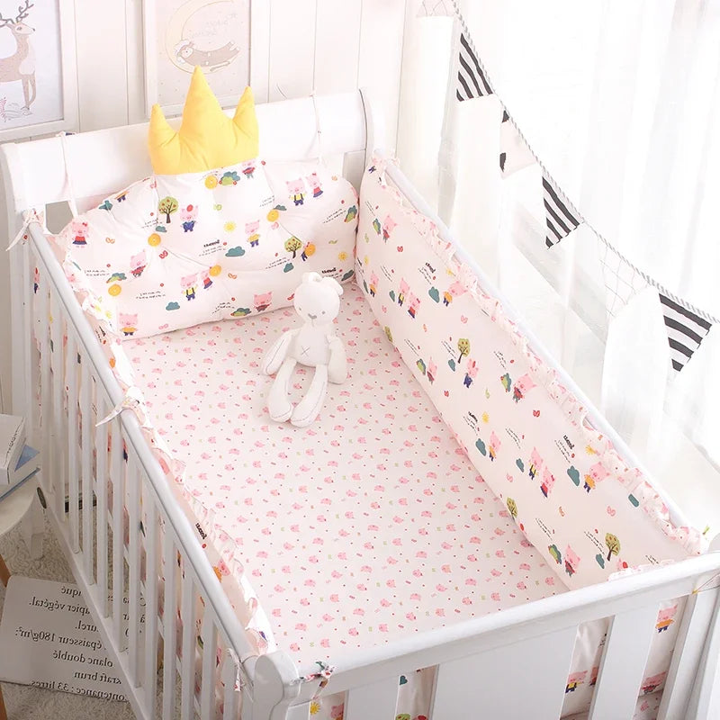5pcs Nordic Crown Cushion Cot Bumpers Baby Bed Bedding Kit Baby Bedding Cotton Removable Washable Baby Crib Side Protector Set