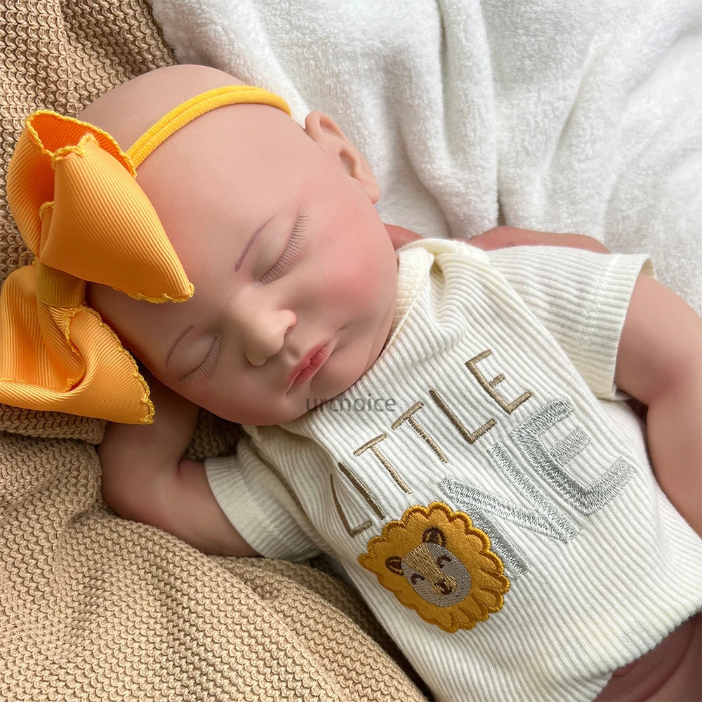 Newborn Silicone Baby Doll Full Body Hand Painted Reborn Doll Closed Eyes Lifelike Girl Collectibles