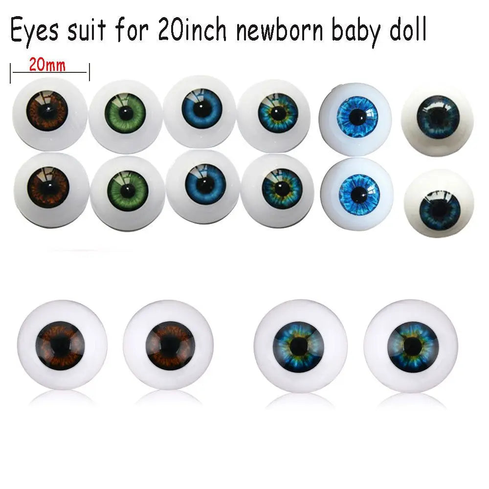 Realistic Half Round Doll Eyes Acrylic Grey and Brown Flat Back