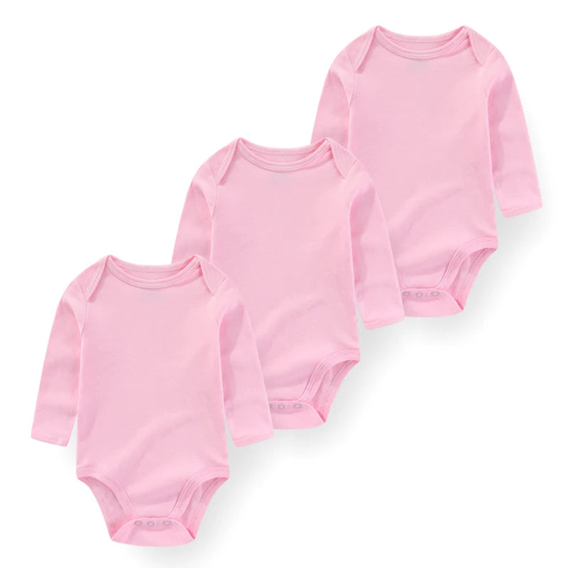 Kiddiezoom Three Piece Newborn Cartoon Long Sleeve 100 Percent Cotton Baby Bodysuits Unisex Soft Infant Onesies