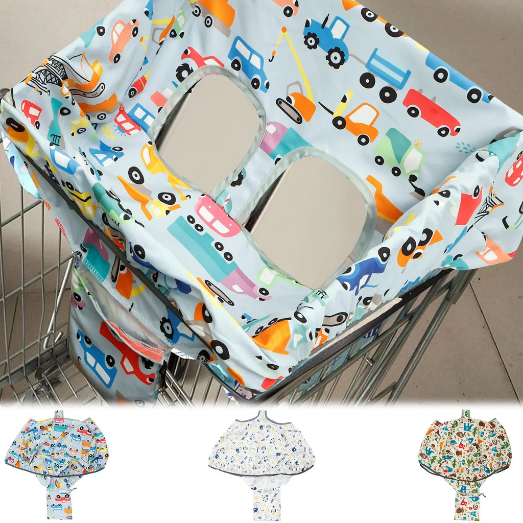Baby Shopping Cart Seat Cover Polyester Waterproof Carton Style Baby Safety Cart Cover Comfortable Children Anti-Dirty Seat Pad