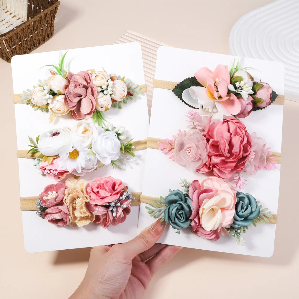 Baby Girl Headband Cute Flower Elastic Hair Band Newborn Head Toddler Headband Headwear Baby Hair Accessories Christmas Gifts