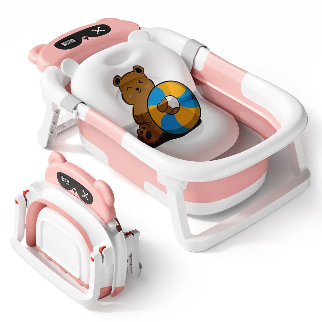 Foldable Baby Bath with Soft Cushion Temperature Display