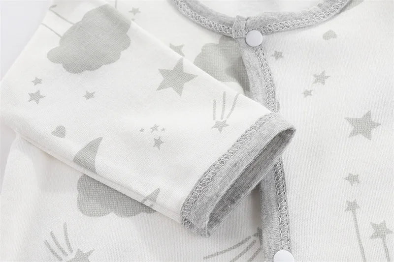 Newborn Bodysuit Cotton Autumn and Winter Long Sleeve Baby Onesies Soft Baby Clothes Footed Onesies Cartoon Boys Romper 0-9Month