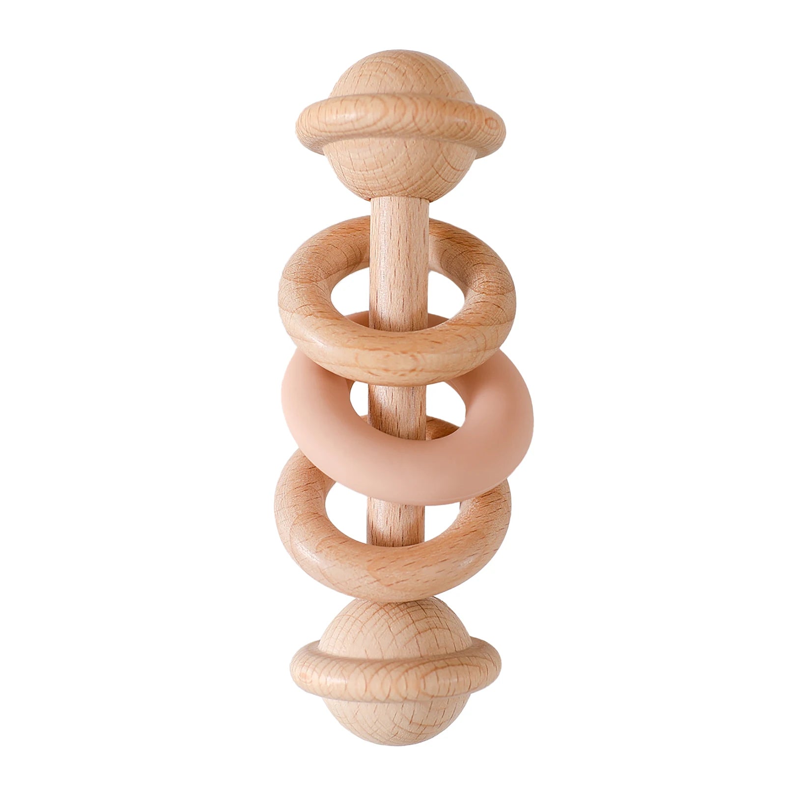 BPA Free Baby Toys Wooden Rattles Silicone Ring Rattles And Mobiles For 0 To 12 Months Sensory Toys Wooden Teether Gift