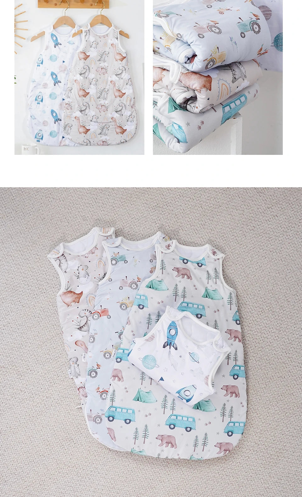 Elinfant Cozy Soft Thick Baby Sleeping Bag For Autumn Winter Sleeveless Design Sleep Sacks