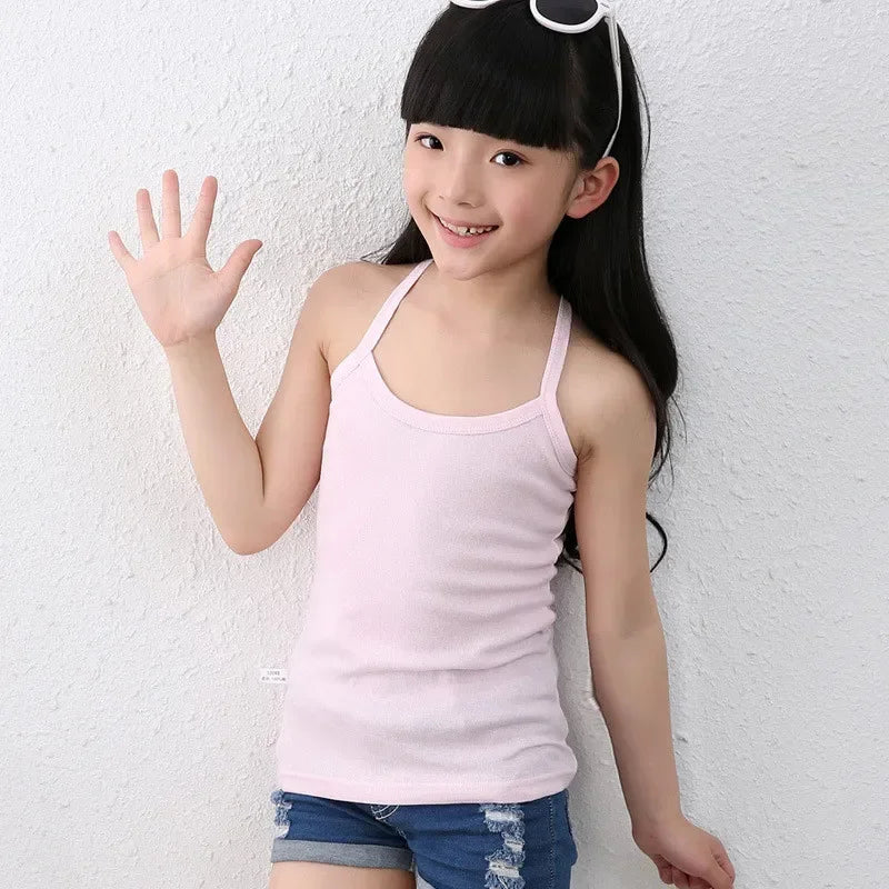 Kids Cotton Sleeveless Tank Top – Solid Colours, 2–11 Years