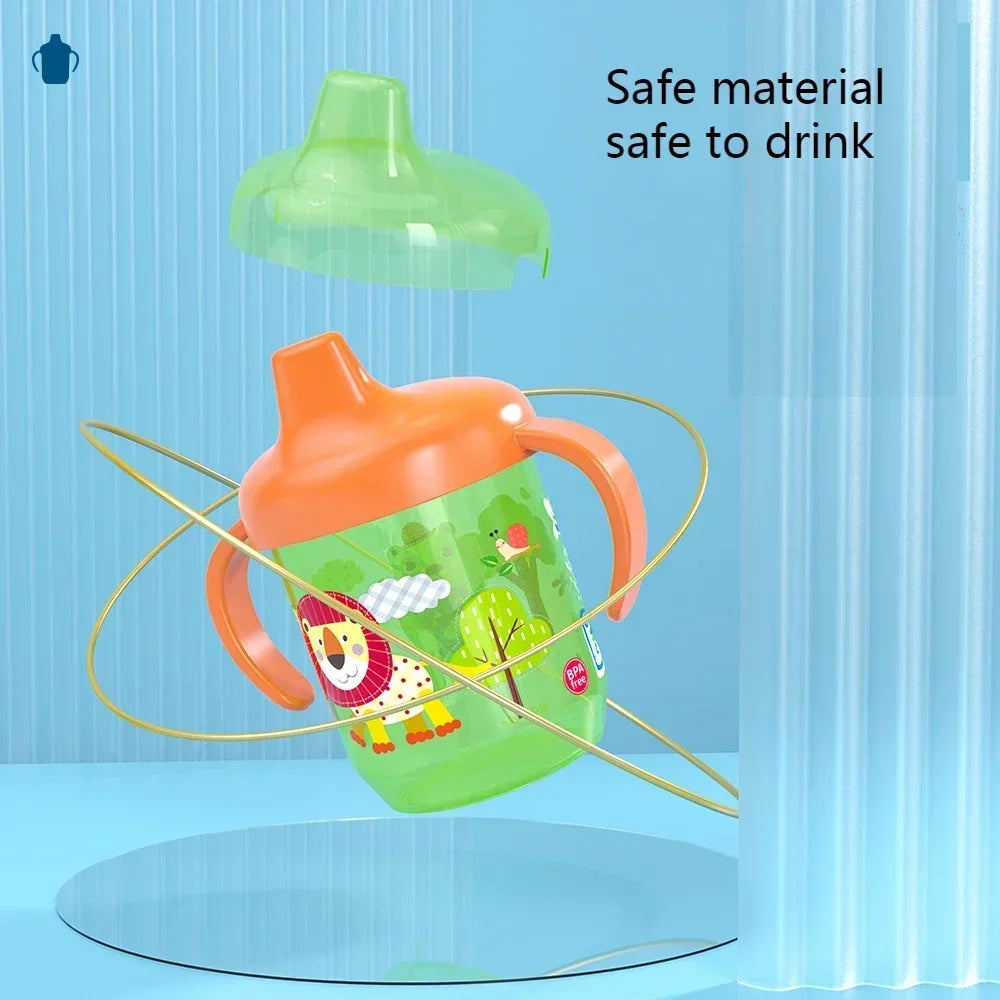 1PC Baby Anti-choking Straight Drinking Cup Special Learning Drinking Cup Duckbill Cup with Double Handle Flip Lid for Toddlers