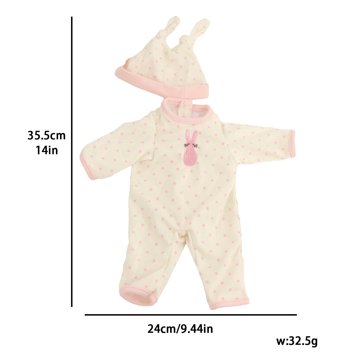 Rabbit Doll Clothes Set Lightweight Fabric Two-In-One Design