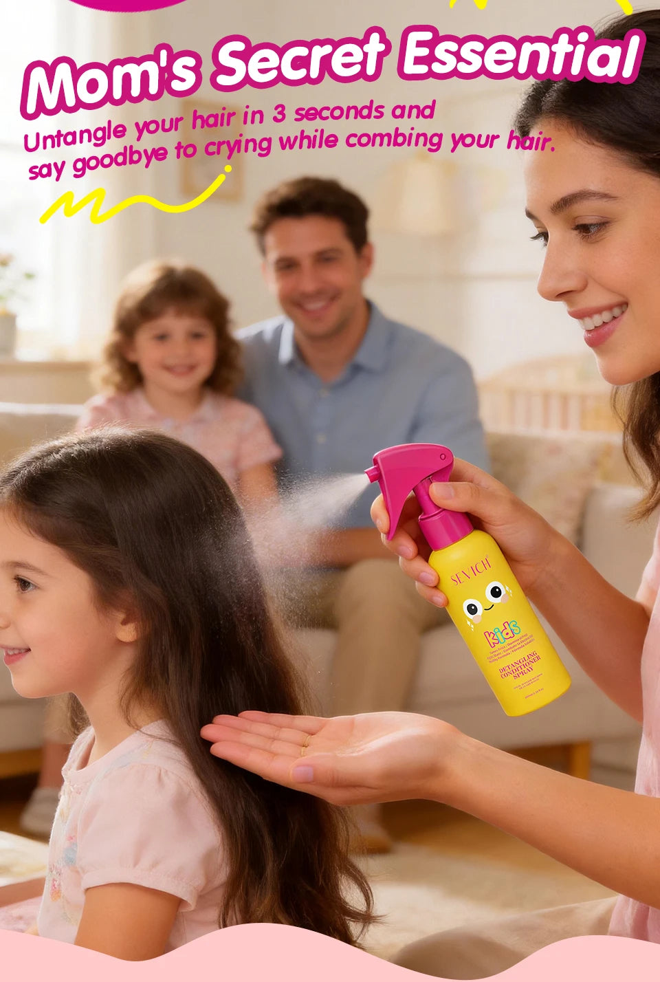 Kids Hair Detangler Spray 100ml Leave-In Conditioning Elixir for Tangle-Free Hair Adds Shine & Moisture Breakage & Reduces Frizz
