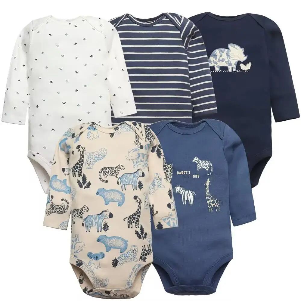 2026 Newborn Baby Girl Clothes Long Sleeve 100% Cotton 5 Pieces/Lot Baby Bodysuits, Infant Clothing 3-24M