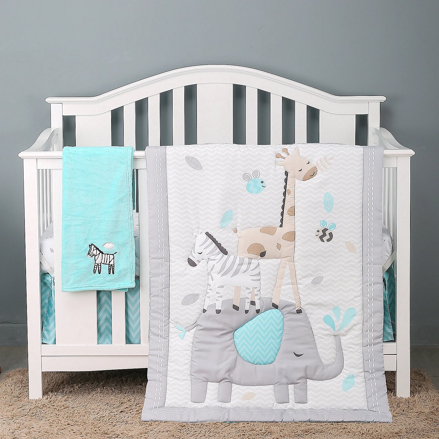 Giraffe Theme Cot Bedding Set Unisex Animal-Pattern Breathable Fabric