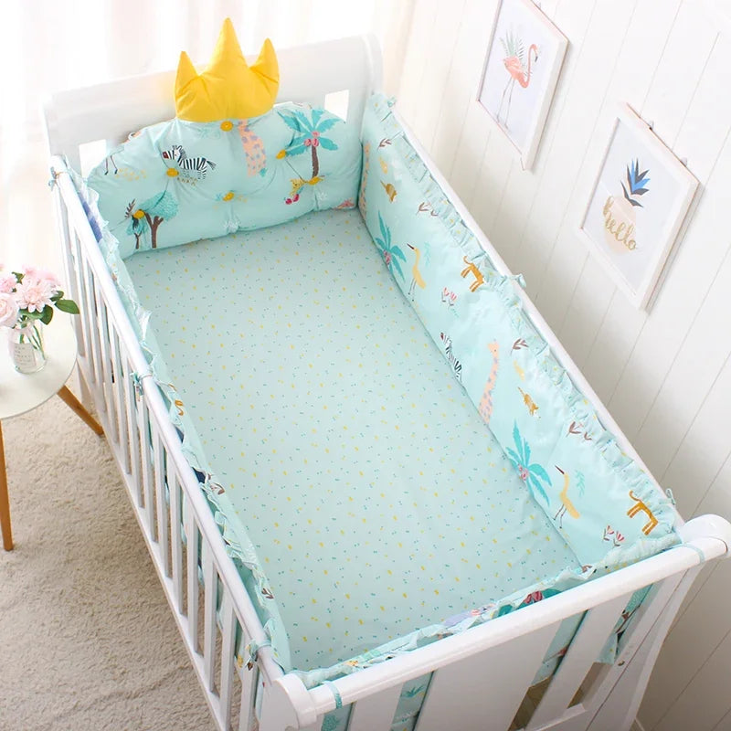 5pcs Nordic Crown Cushion Cot Bumpers Baby Bed Bedding Kit Baby Bedding Cotton Removable Washable Baby Crib Side Protector Set