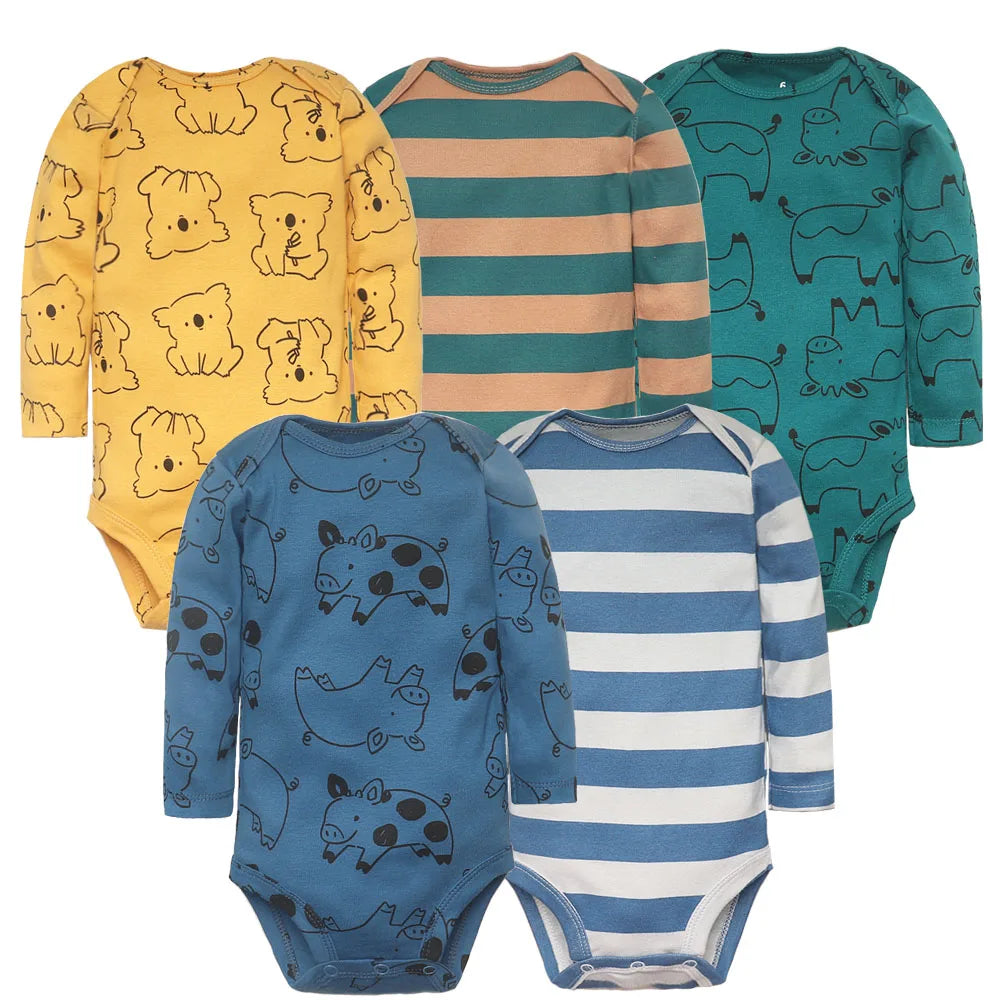 2026 Newborn Baby Girl Clothes Long Sleeve 100% Cotton 5 Pieces/Lot Baby Bodysuits, Infant Clothing 3-24M
