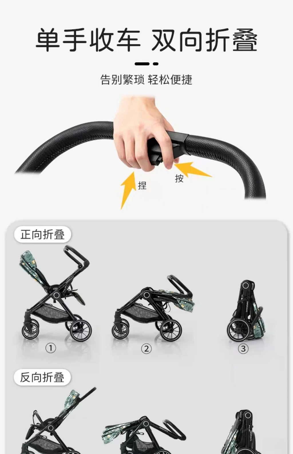 Light Baby Stroller Can Sit Lie Down One-click Folding Pushchair High Landscape Pram Shock-absorbing Newborn Carriage