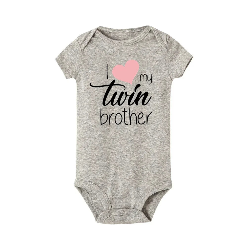 Twins Infant Bodysuit I Love My Twin Sister Brother Unisex Short Sleeve Newborn Romper Baby Gift