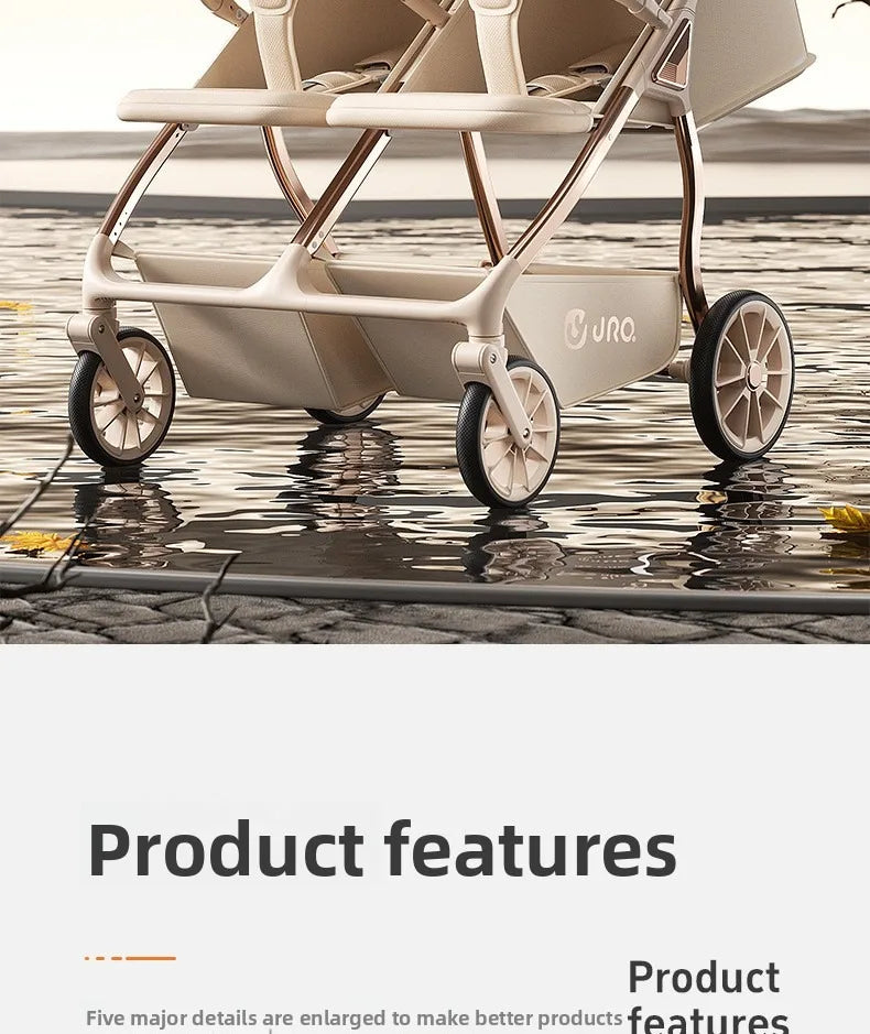 2025 New High-view Twin Baby Stroller Can Sit or Lie Down Baby Stroller Lightweight Foldable Double Baby Stroller